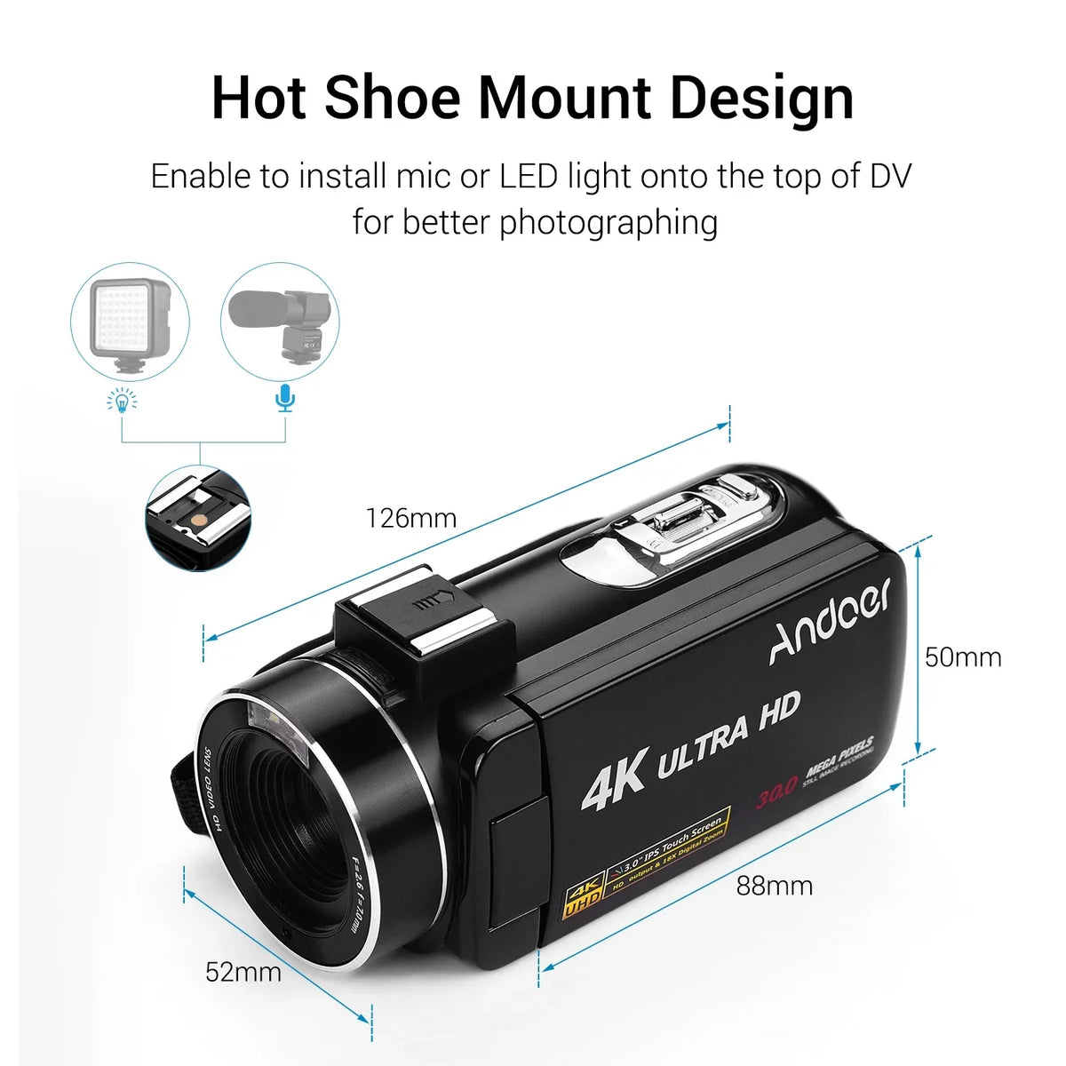 Camera Camera,Video Inch QISUO 3.0 Professional DV Andoer-2 IPS DV Video 4K Function Inch Video IPS Camera Handheld Monitor Inch 3.0 ERYUE