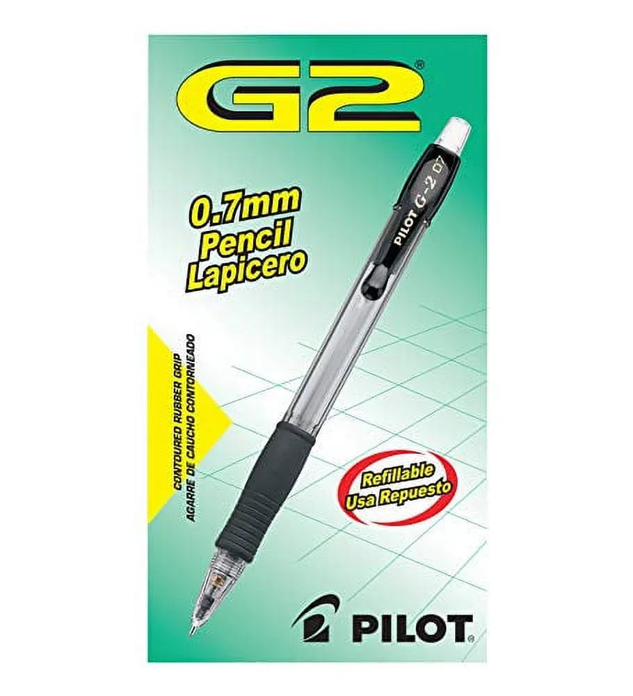 Mechanical (51015) 12-Pack Black PILOT Lead, G2 Pencils, 0.7mm with Accents,
