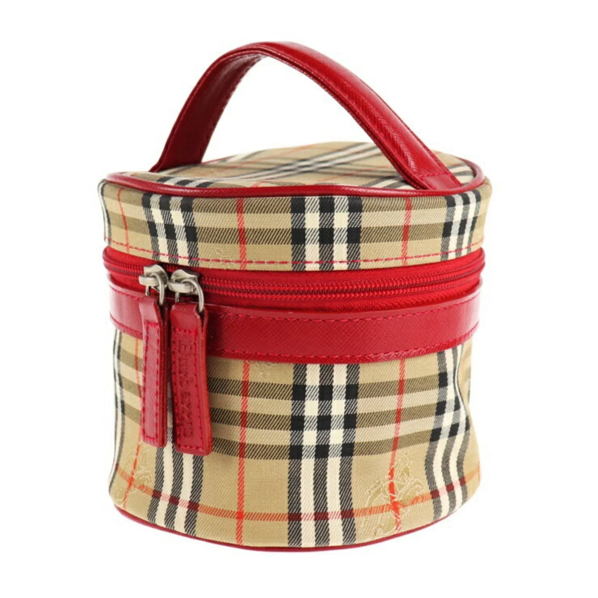 Pre-Owned Haymarket Beige Accessory Case Vanity Canvas Handbag (Good) Burberrys Red Plaid Burberry Leather