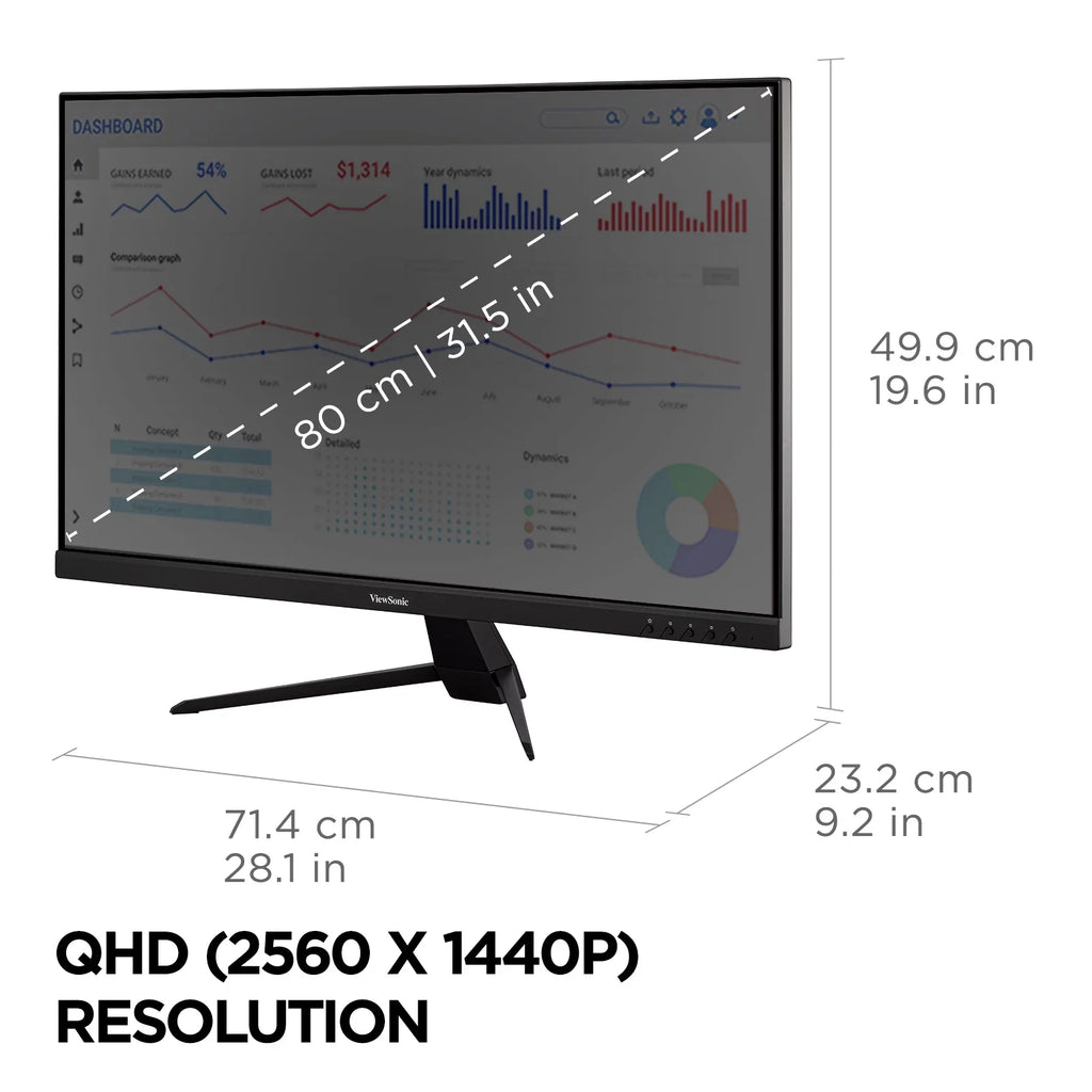 Inch with IPS Eye Bezels, HDR10 65W VX3267U-2K Monitor ViewSonic C, Input and DP 1440p USB Care, HDMI, 32 Support, Content Ultra-Thin