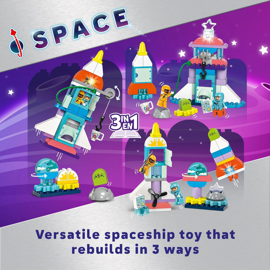 Educational Skills, Fine 3-Year-Olds DUPLO in Ship Space Adventure Rocket 10422 1 LEGO for Learning Discovery and Toy 3 Motor Kids’ Develops Set, Shuttle Preschool Kids Up, Building Space and