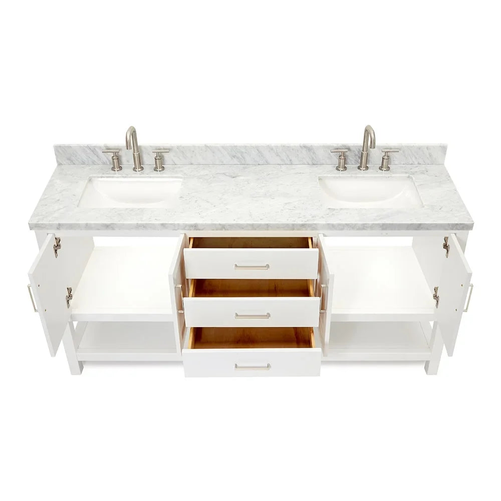 Vanity White Ariel 73" Magnolia Set Double Standing Basin - S073dcwrvo Free