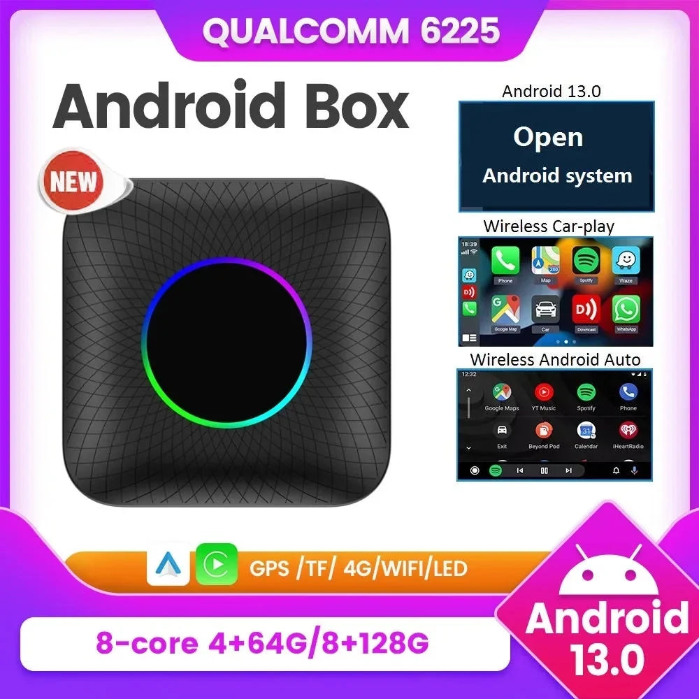 CarPlay & Netflix 13 Led Android Wireless QCM6225 Auto Apple For Accessories Smart Ai Car Tv Youtube Android Carlinkit Box Box