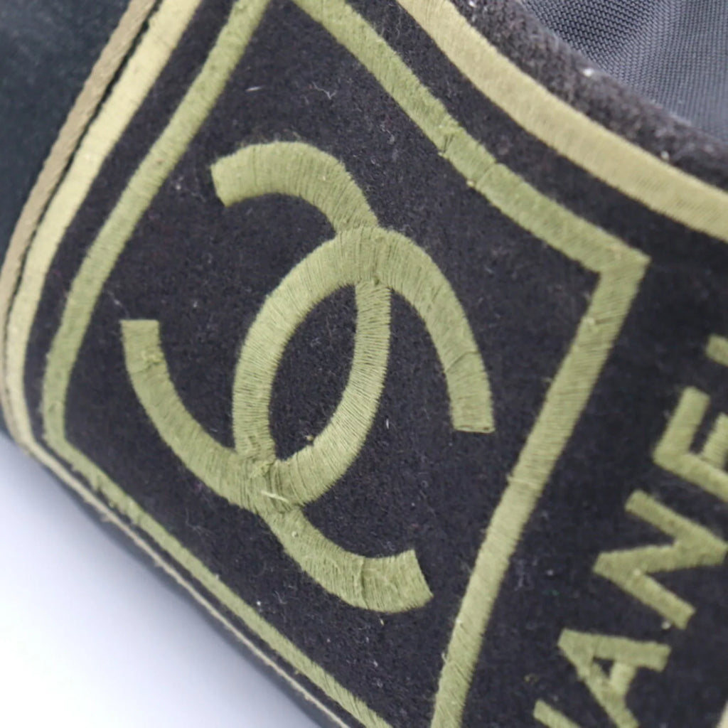 Pre-Owned Travel Green Round 10 (Fair) Sport Black Khaki Line Cylindrical Cocomark Chanel Bag CHANEL Nylon Series Shoulder Boston Canvas