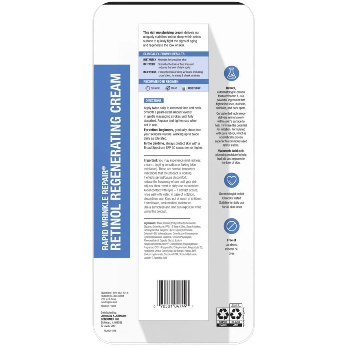 Retinol Fragrance Fight Neutrogena Wrinkle Acid With Lines, Rapid Moisturizer, Face To 1.7 Wrinkles, Retinol Anti-Aging Daily & Oz., Free, Pk. Fine Spots, 2 Repair Cream Hyaluronic Face & Dark