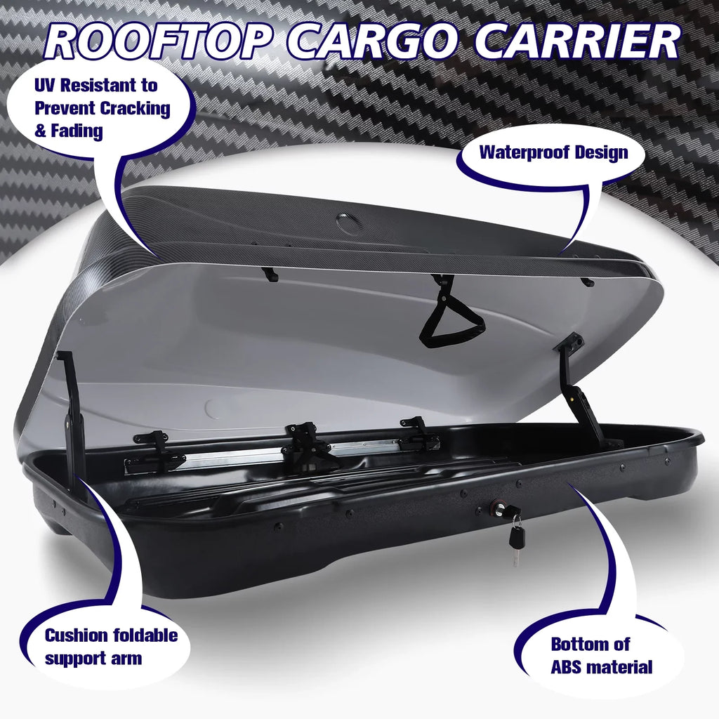 30.3" Locks, 13 for Cargo Fibre Carbon L with Rooftop Rooftop Hard Box Waterproof Cargo Rooftop H, Large Cargo SUV Shell Carrier W x x 13.8" 56.3" ft³ Double Box Grain