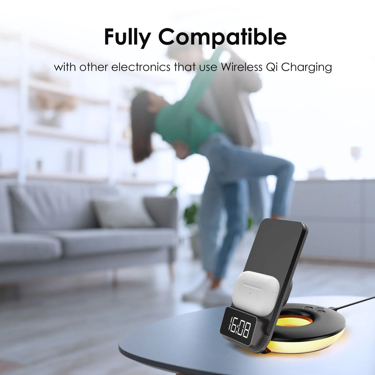 Wireless 3-in-1 Black - Touch Station, Lamps Charging RS7 Rexing Table-Desk Control,