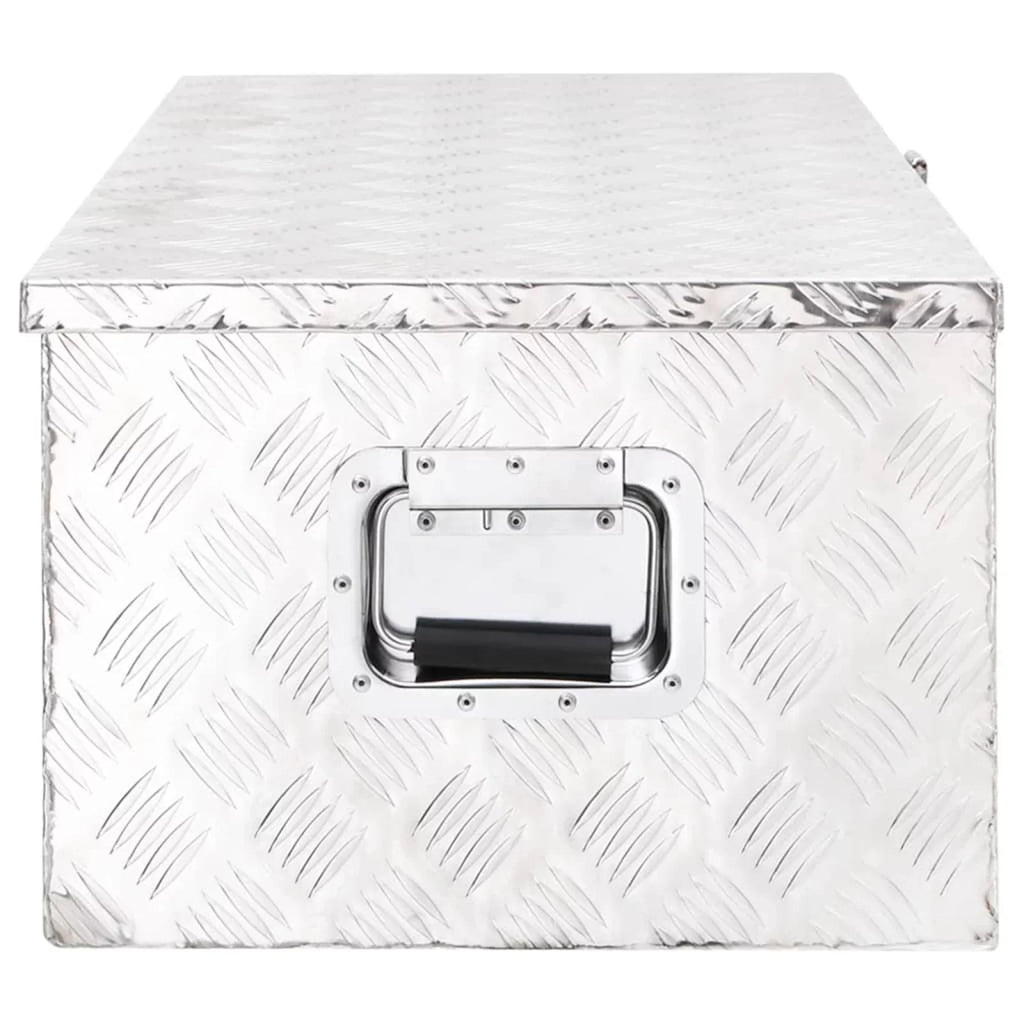 Truck Inches Tool Lockable 13.2 Box W 35.4 Silver Toolbox Camping (L Garage, x 18.5 Trailer Box Aluminum Case Underbody Vehicle, x for moobody x H) Storage Organizer Trip x