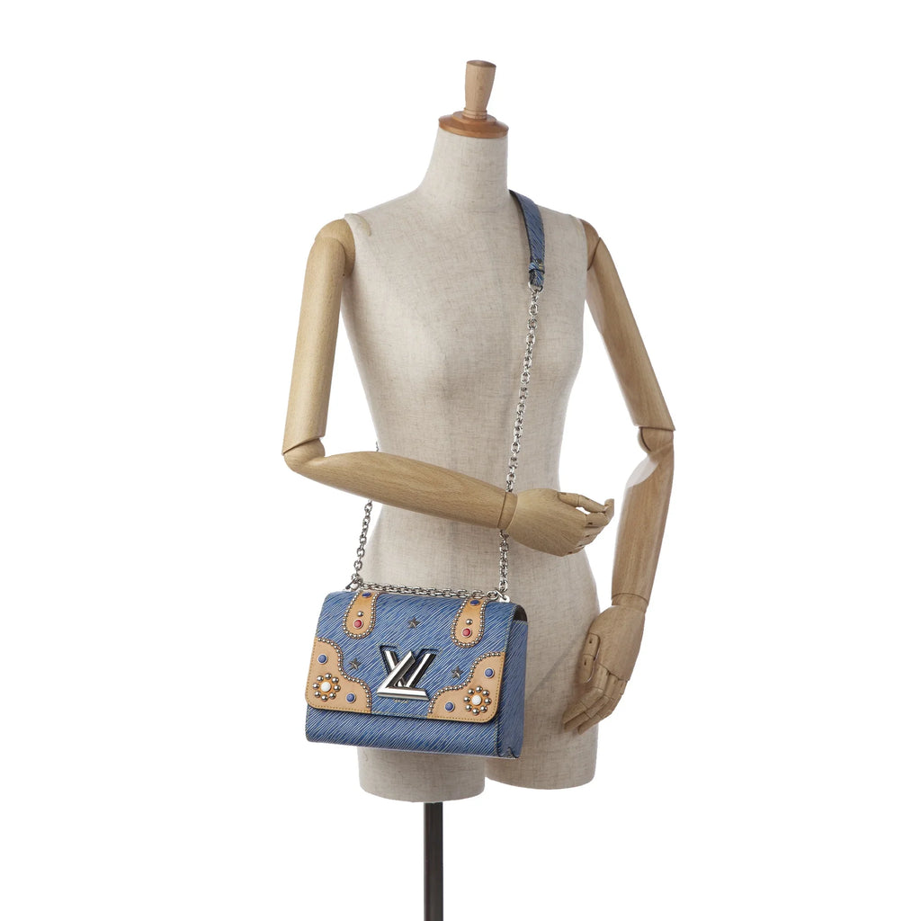 Epi Twist MM Bag Authenticated Blue Studded Crossbody Leather (Good) Louis Pre-Owned Vuitton Unisex