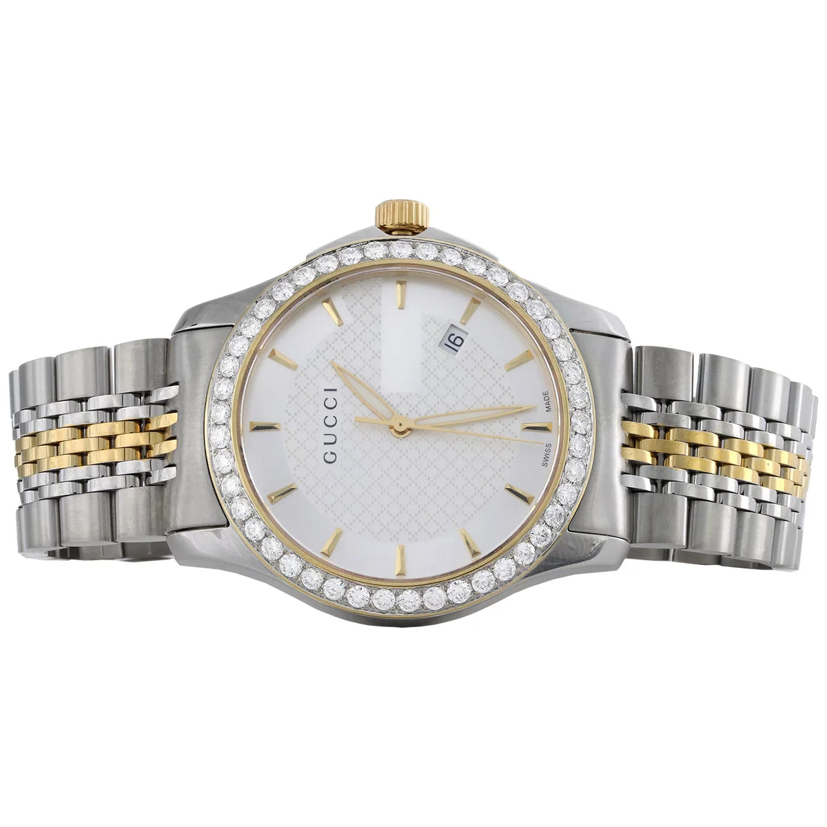 CT. Two S. Tone 2 PVD Yellow Gucci Steel Watch G-Timeless 38mm Diamond Ya126409