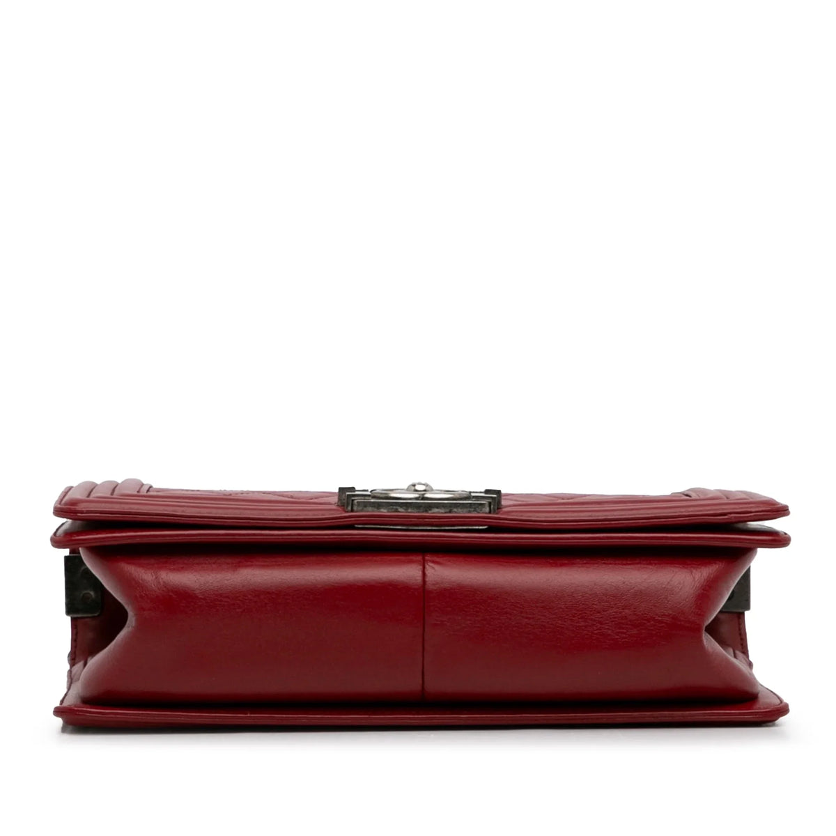 Boy Medium (Good) Bag Authenticated Crossbody Red Bag Pre-Owned Chanel Unisex Flap Leather Lambskin