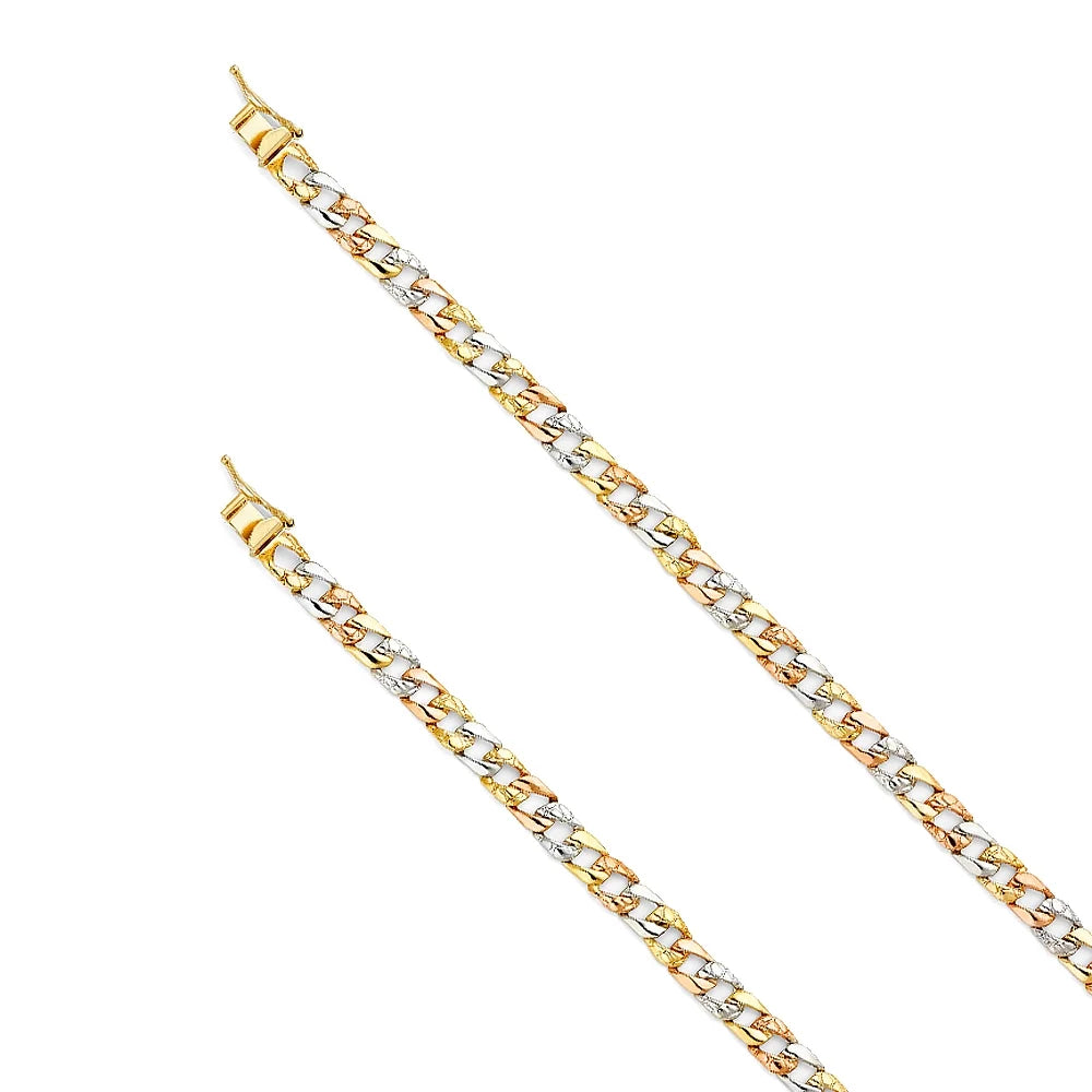 3C Tri Men’s Weight for Women Nugget Color Elegant Gold 14k 6.3 | Chain Bracelets Gold Link and Jewelry Cuban Bracelet - Gift 7" for Stamp Men| |