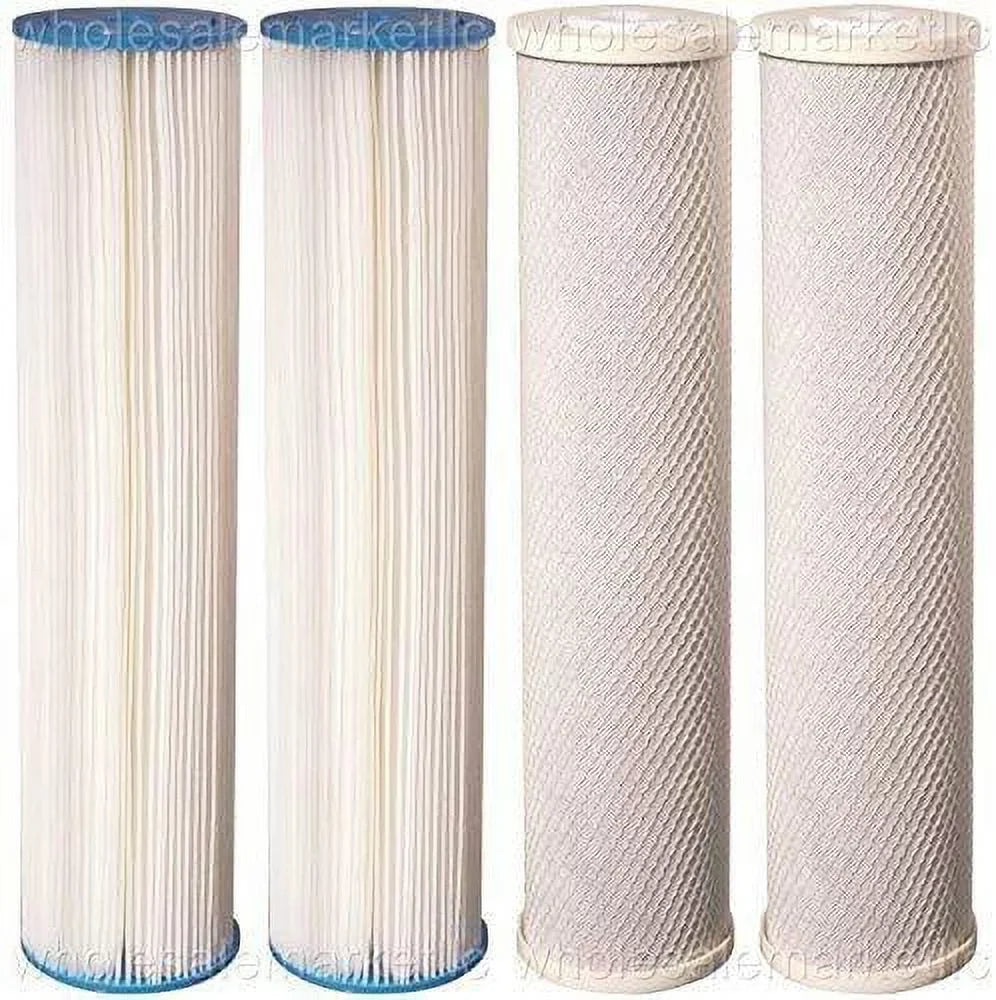 Sediment Micron) Replacement Pleated 4.5" Block Cartridges 20" Blue Big and Filters Water 4pcs Carbon (5 x