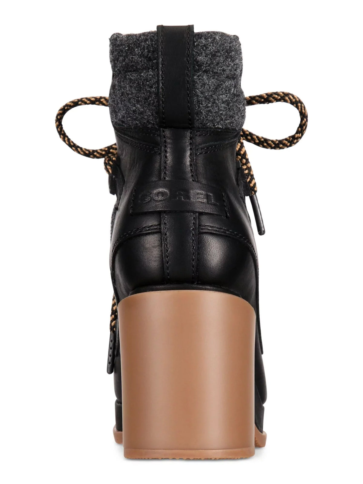 Womens Hardware D-Ring Resistant Black Women Block Mixed Toe Padded Booties Slip 6 Lace-Up 1" Kurt Round Media Geiger Leather Heel Platform SOREL