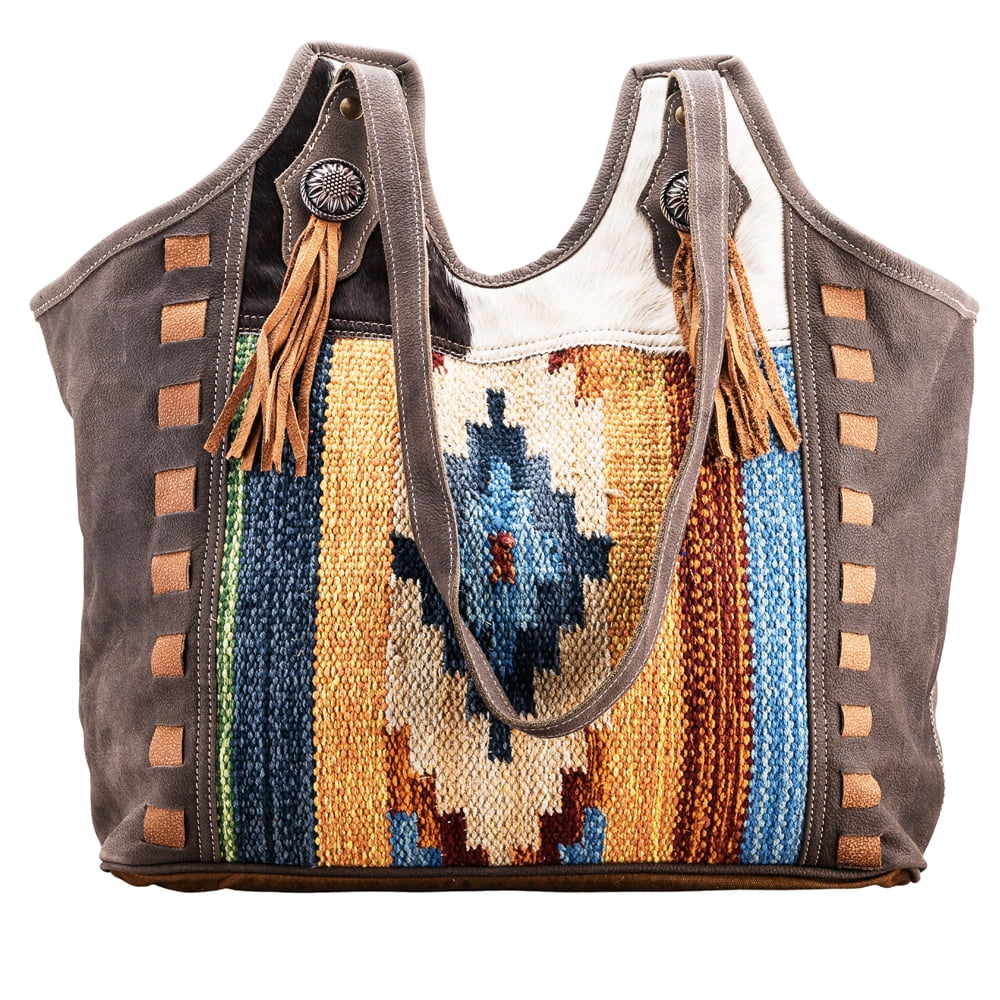 Leather Wool OHLAY handbag Canvas TOTE women Upcycled KB Hair-on KB682 Upcycled bag Genuine western purse