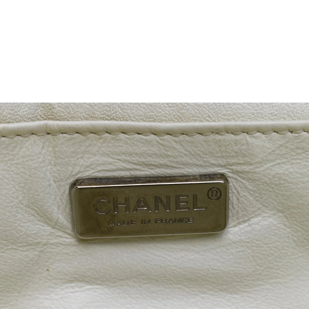 Python Crossbody Bag CHANEL Flap Leather Pre-Owned Ivory