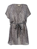 Cover-Up Belted Black) Kors V-Neck (S, Swim Michael Women's Caftan Michael Top