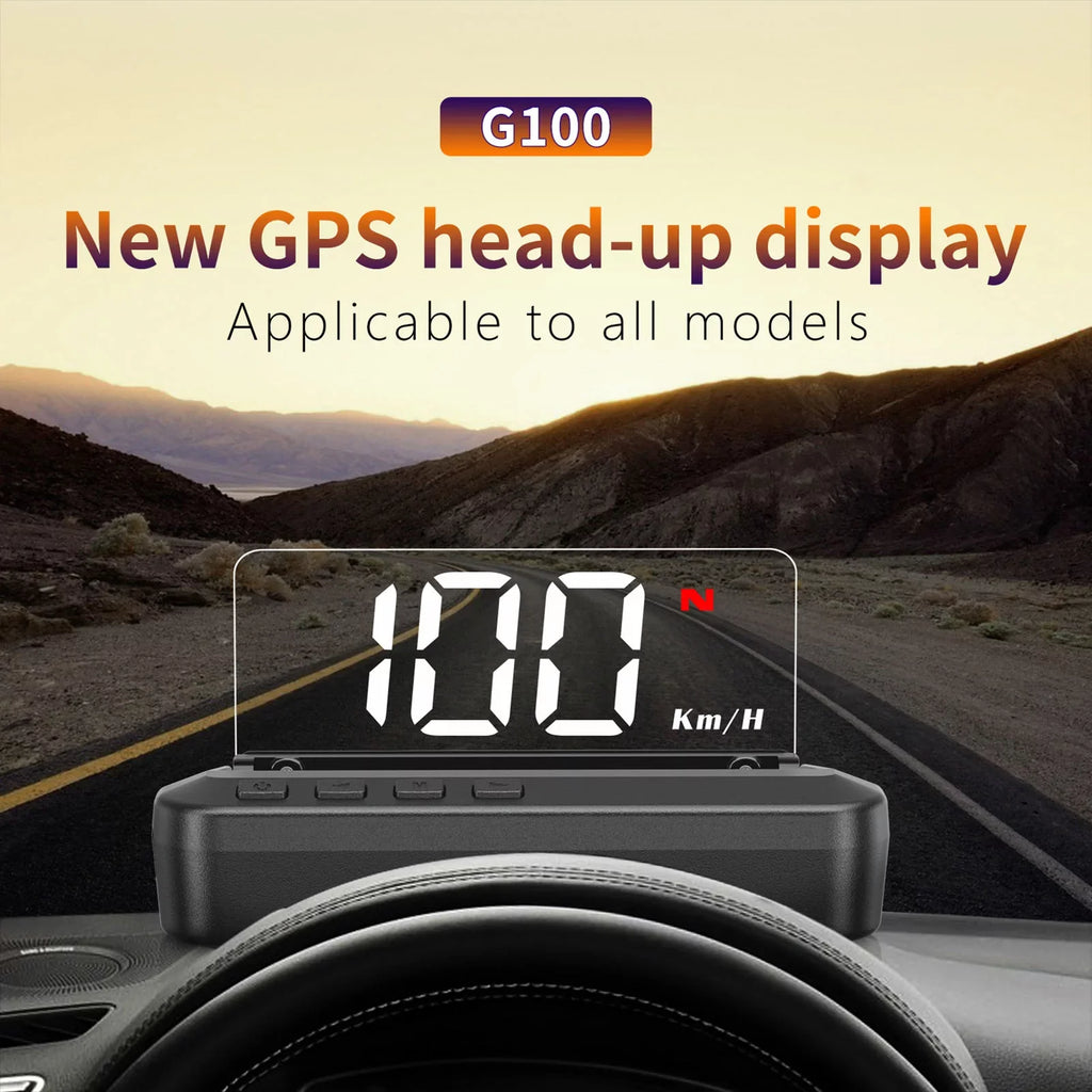 Alarm Head-Up Driving Display (HUD) System Car - Speedometer, Digital Display, GPS with and Dual Fatigue Alarm, Overspeed Screen Dual