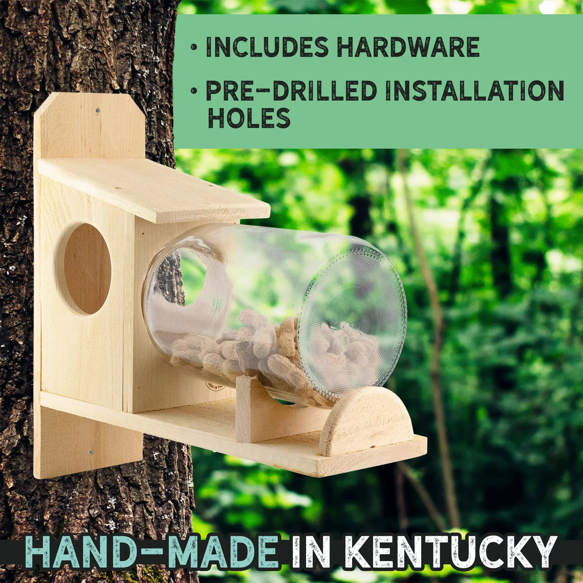 Jar); Food Uncle Squirrel Backyard Rustic Squirrel (w/ Feeder Gallon Glass Handmade Box Dunkels