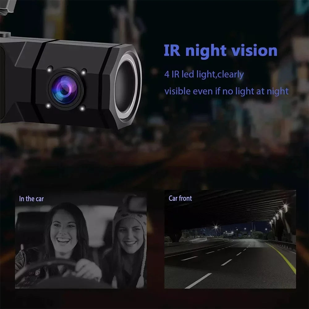 Cam with Car Recording, SOATUTO Front Motion IPS Detection, Dashboard Recorder 1.5in Parking and Driving 2 Dual Locked, Accident Channel Vision, Night 1080P Dash IR Camera Cabin Loop Monitoring,