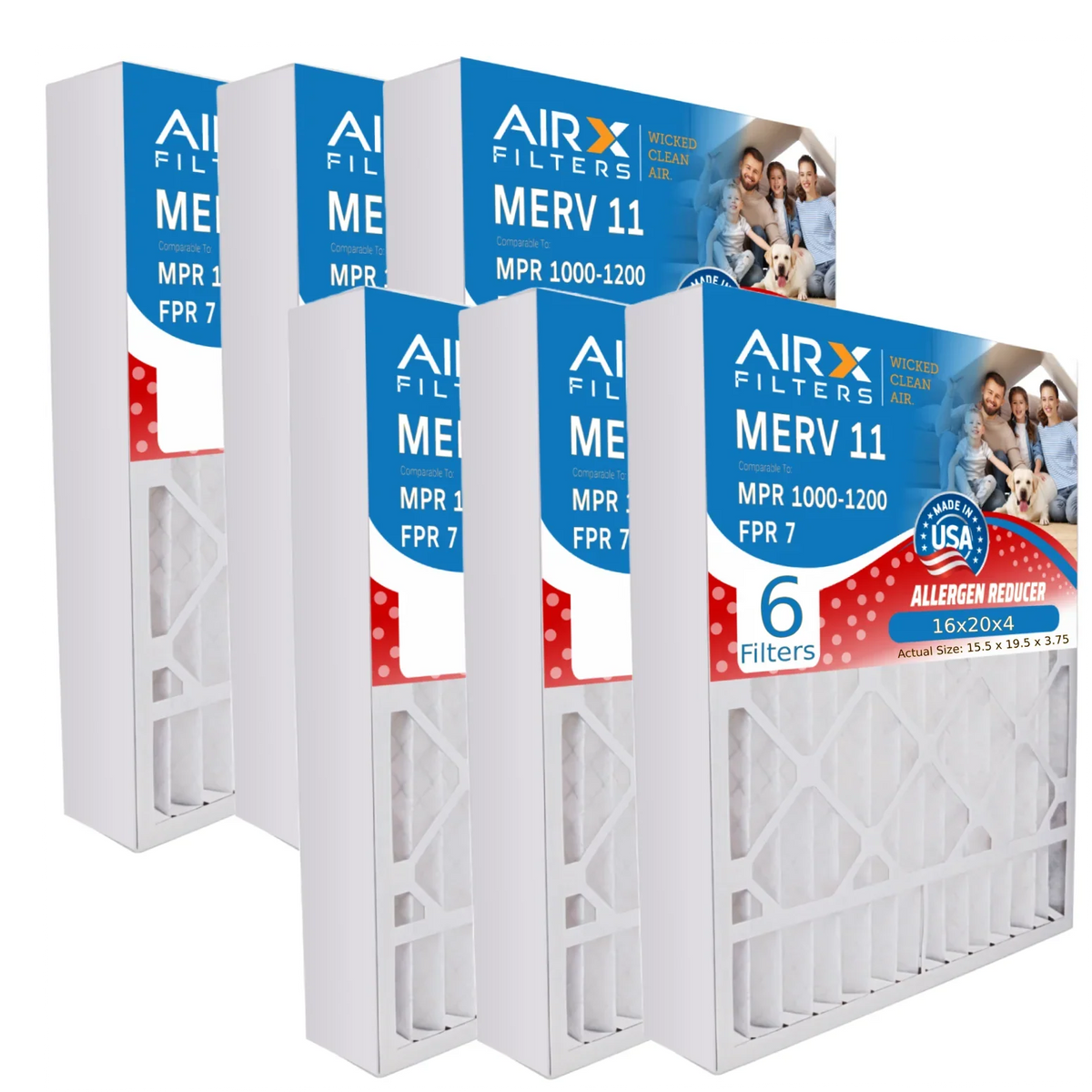 White MERV MPR Compatible 16x20x4 Premium FR1000M-111 Filter Filter 11 WICKED 11 Comparable 6 with 16x20x4 Made FILTERS MERV Rodgers Furnace AIRX to USA Air 7 MPR 1200 by Pack AIR. 1000, CLEAN & FPR