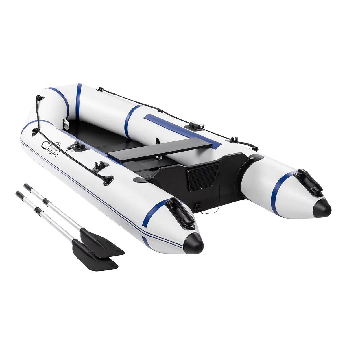 7.5 Zimtown with Oars Gray/White Adult Inflatable Boat, ft and Fishing Pump,