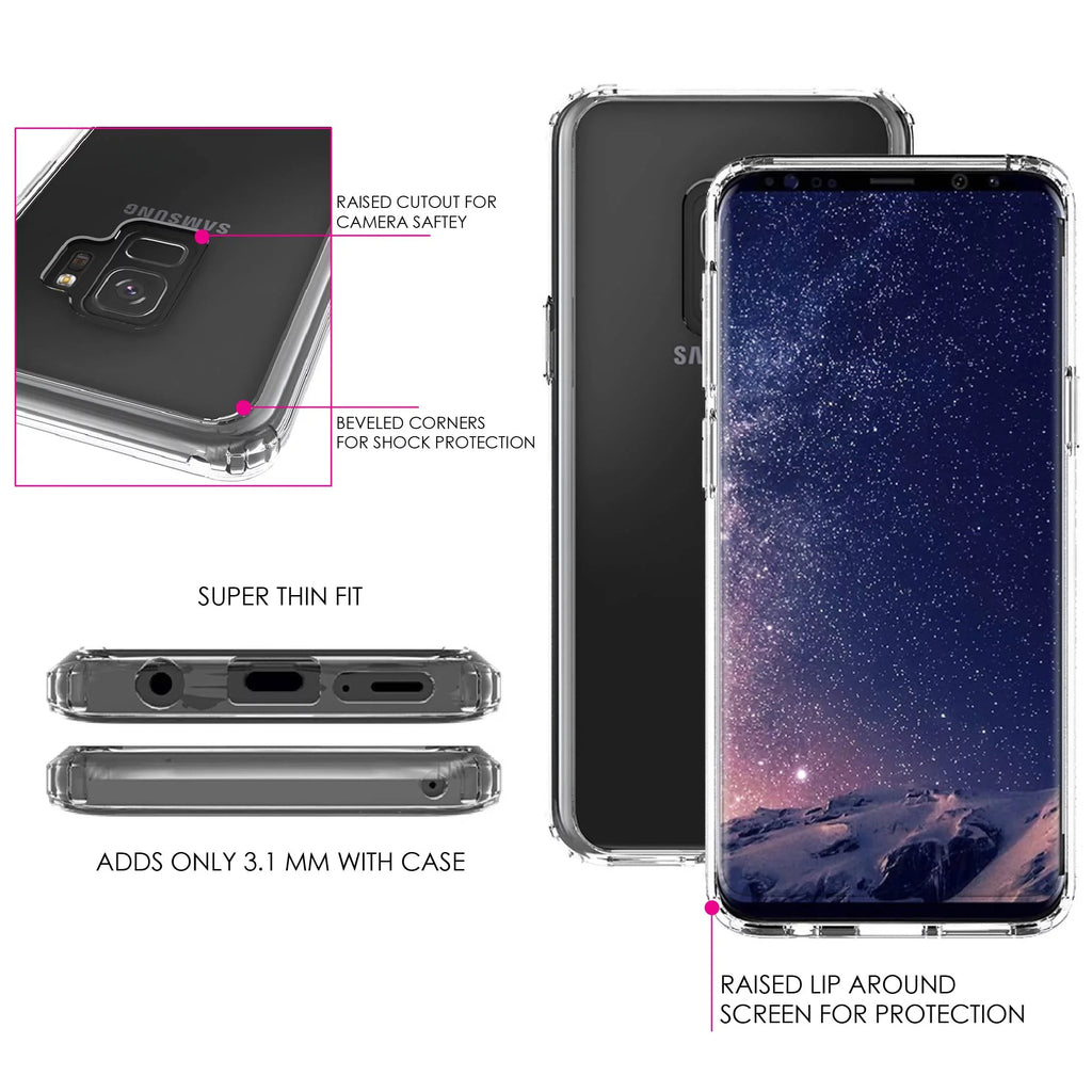 Back Fear Galaxy - Pink Ribbon TPU - Screen) for Case Protector Acrylic Cancer Clear (5.8" Tempered Over Shockproof Glass S9 - Screen Faith Hybrid Bumper Samsung DistinctInk