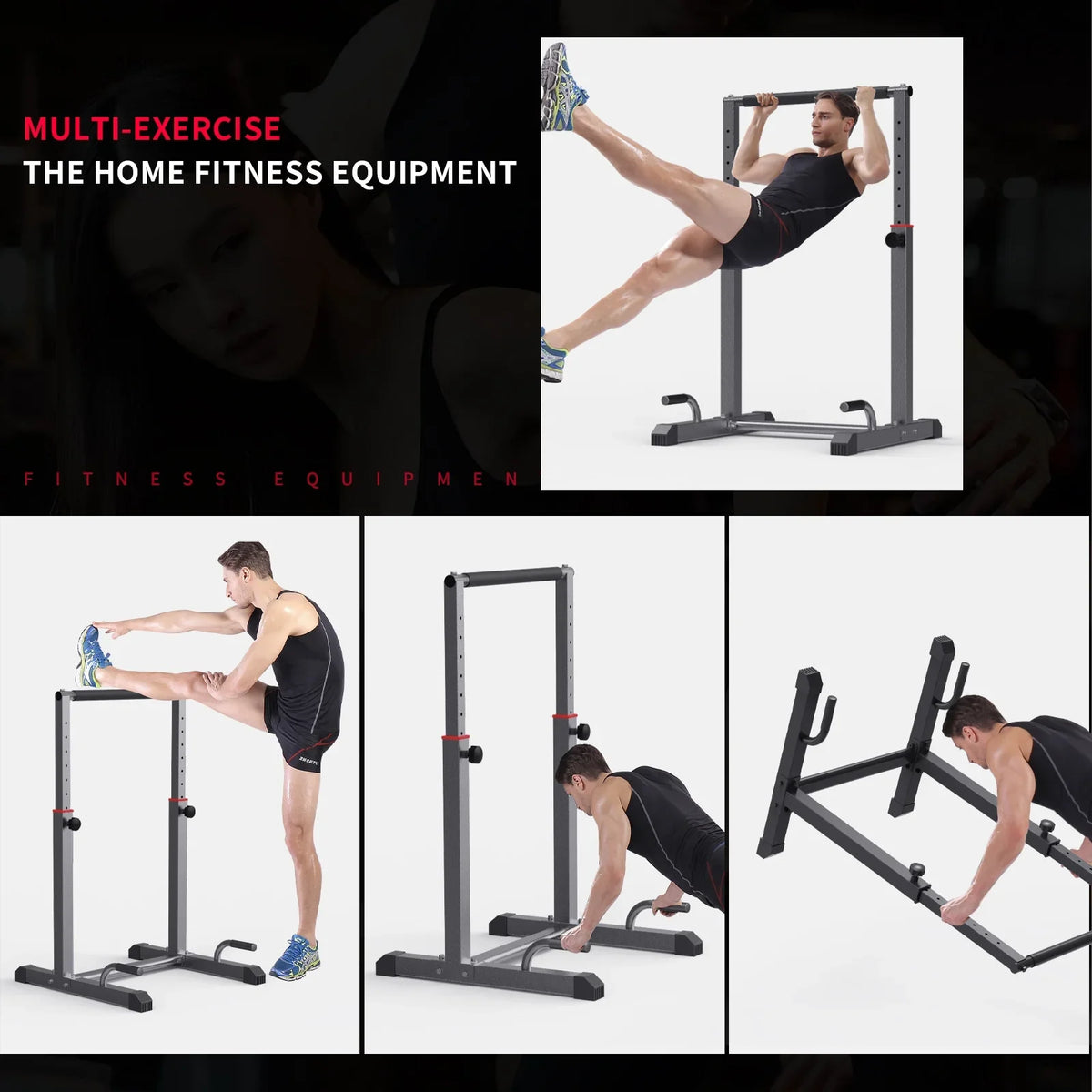 Fitness,Functional Full Set, Adjustable, Workout Parallettes Level Heave Dip Bars Station Station 1200lbs for Duty Body Bar Dip 9
