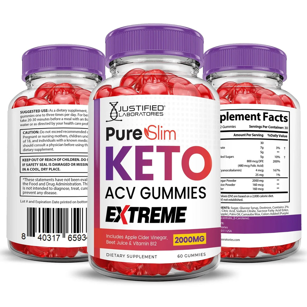 Extreme 120 Pure Supplement Gummies Dietary Keto Gummys Pack) (2 Slim ACV 2000mg
