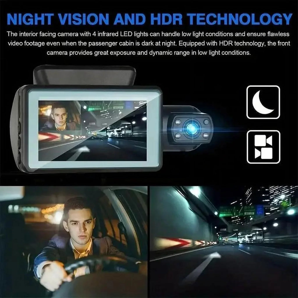 Auto Dual 1080P Lens And And Camera Cameras Rear Vehicle DashCam DVR 3 With Cam Car Night Front WIFI Interior GPS Dash