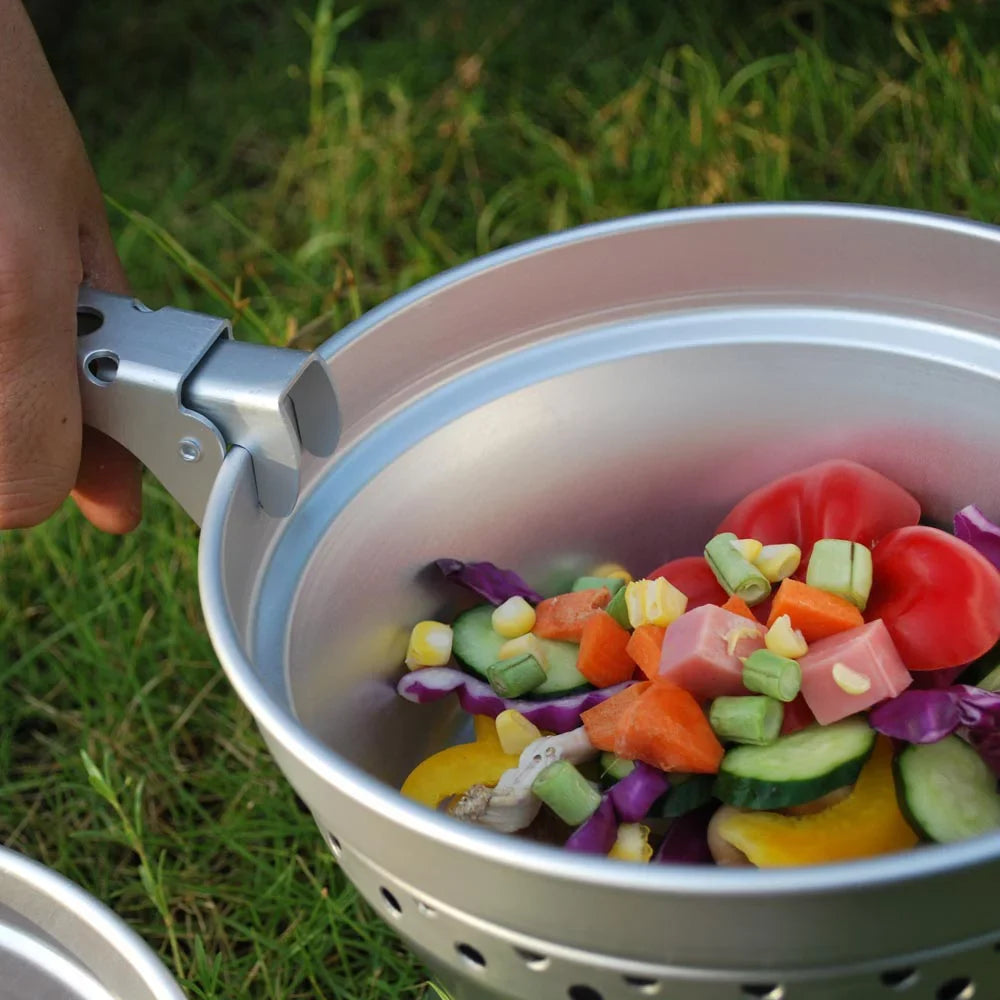 Set Cooking BBQ Stand Stove for Camping Yabuy Picnic Hiking Backpacking Gripper with Pan Pot Mess with Portable Spirit Kit Cookware