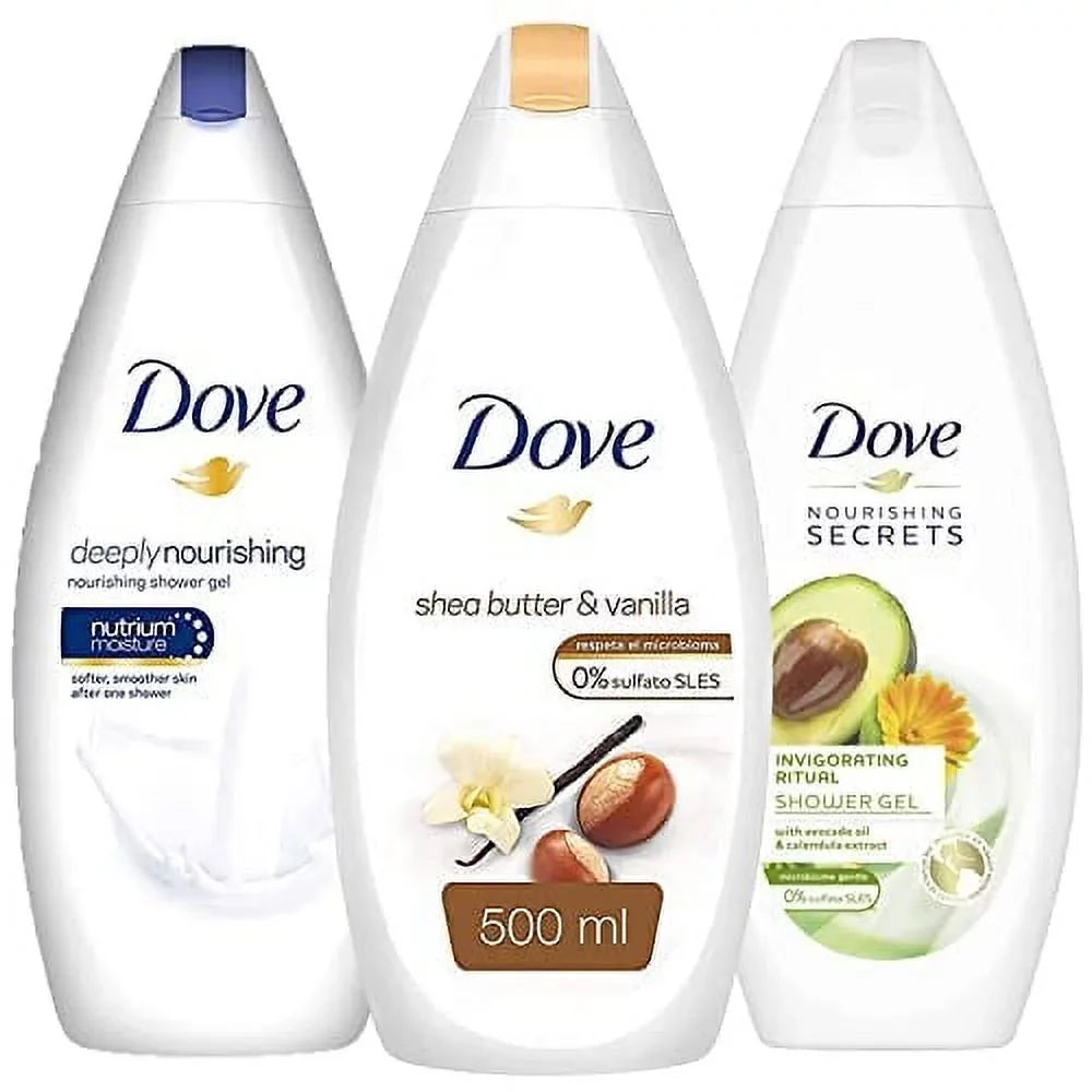 Skin, Softening Count. Natural Butter, Each, And Ritual Dove 16.9 Wash, Shea Ounces For And Moisturizers, Ritual Variety Pack Invigorating Lotus Glowing Pampering Body Oil Avacado Flower, 3