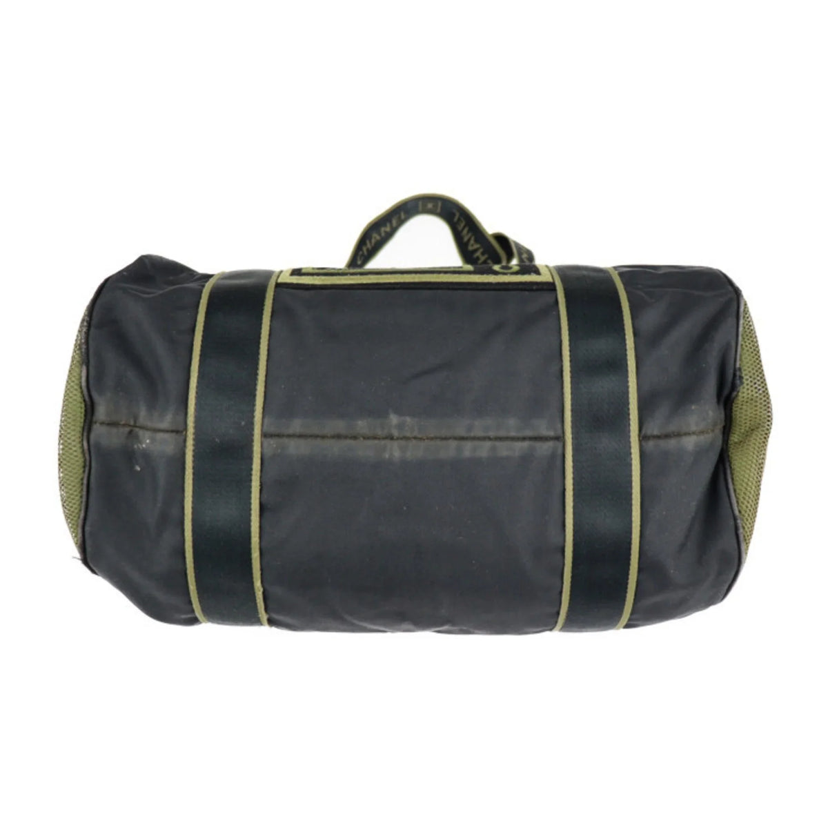 Pre-Owned Travel Green Round 10 (Fair) Sport Black Khaki Line Cylindrical Cocomark Chanel Bag CHANEL Nylon Series Shoulder Boston Canvas