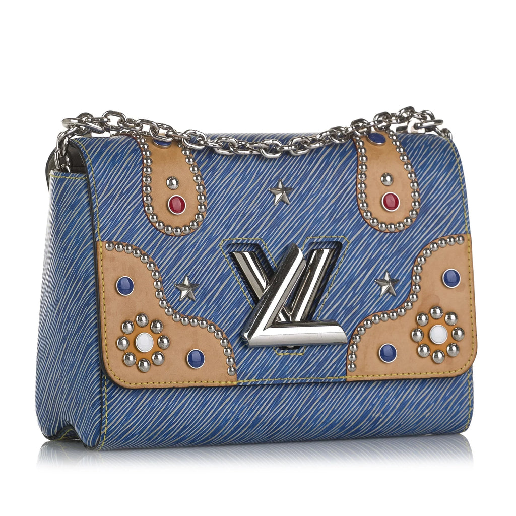 Epi Twist MM Bag Authenticated Blue Studded Crossbody Leather (Good) Louis Pre-Owned Vuitton Unisex
