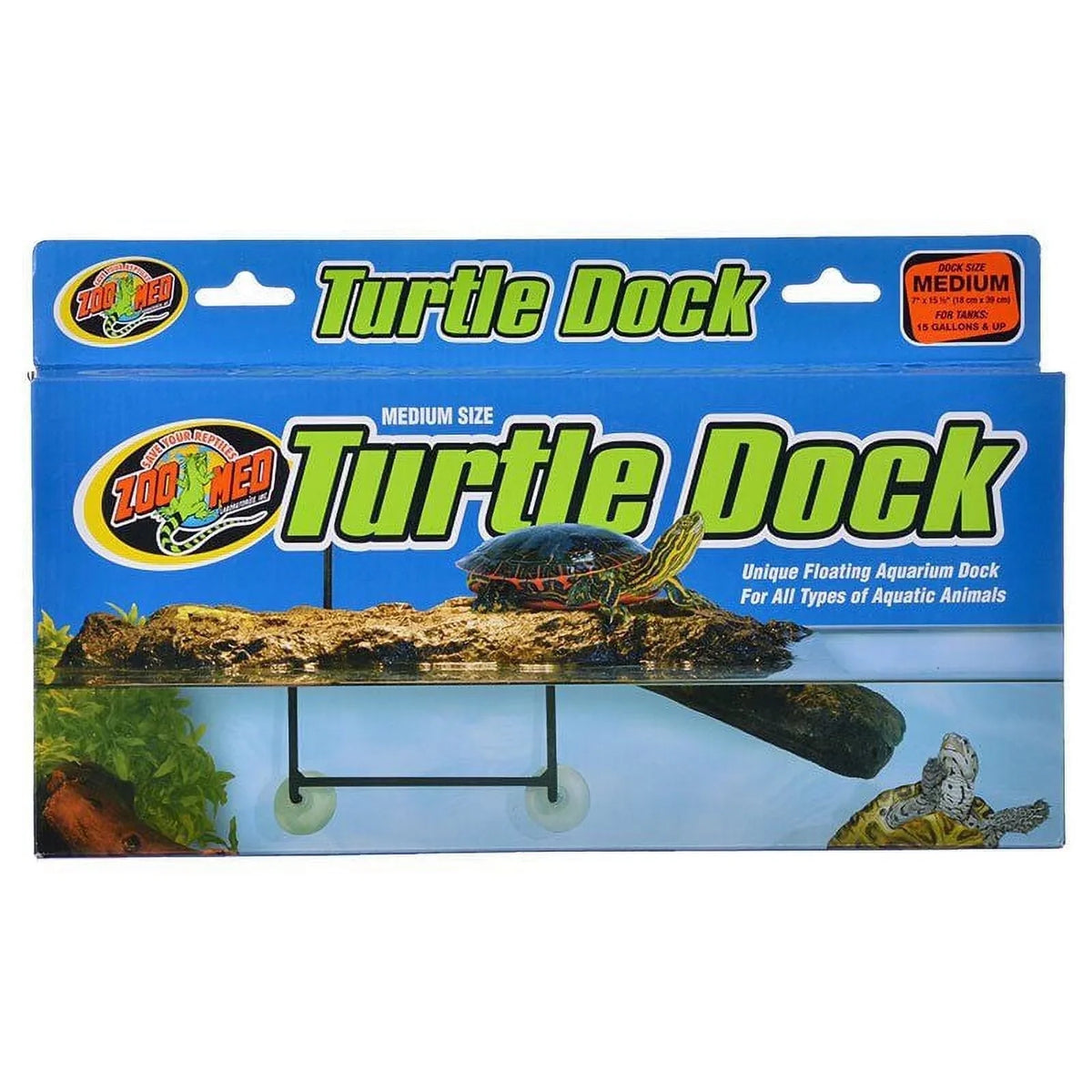 '- Turtle Tanks Floating Gallon Wide) 15 Med x Zoo Dock Long 7" Medium (15.5"