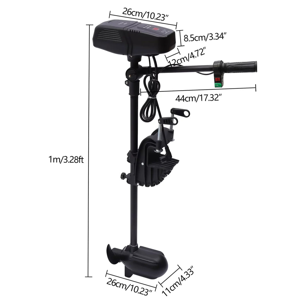 Trolling 2300RPM LED Rotatable Motor 48V Electric 360° Brushless Display Boat Motor Outboard Motor Engine Fishing 1400W Aiqidi