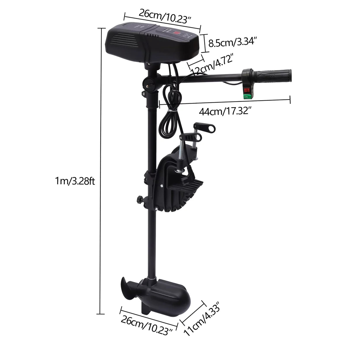 Trolling 2300RPM LED Rotatable Motor 48V Electric 360° Brushless Display Boat Motor Outboard Motor Engine Fishing 1400W Aiqidi