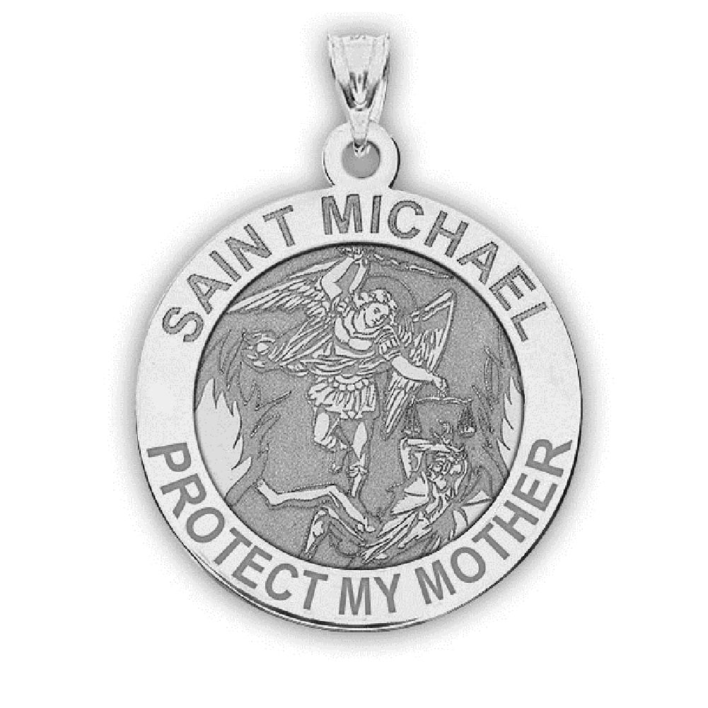 Protect Yellow Gold Mother - Michael 14K Medal in - Picturesongold.Com Religious My Saint Solid 1 inch