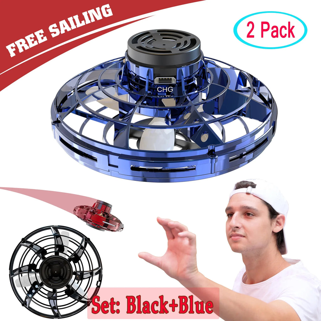 Drones Girls-Black+Blue Pack/Set Free 2 SAYFUT Toys Toys Boys Flying or Indoor Small Kids/Adults Hands Drone Operated Scoot Hand Easy Orb Drone Helicopter, Ball for