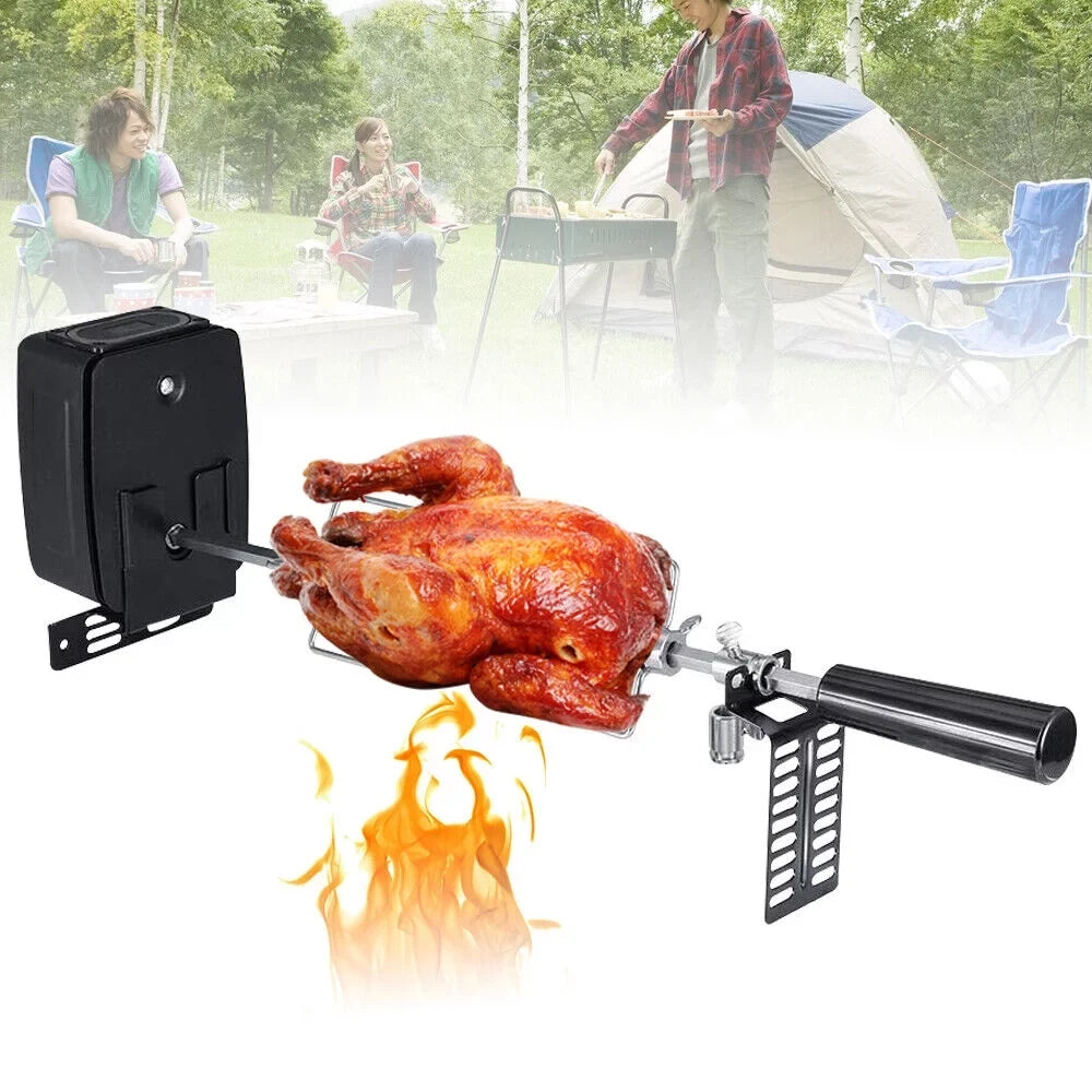Spit Grill Roaster Outdoor Barbecue Steel Rotisserie Kit Motor Rod Stainless Electric BBQ