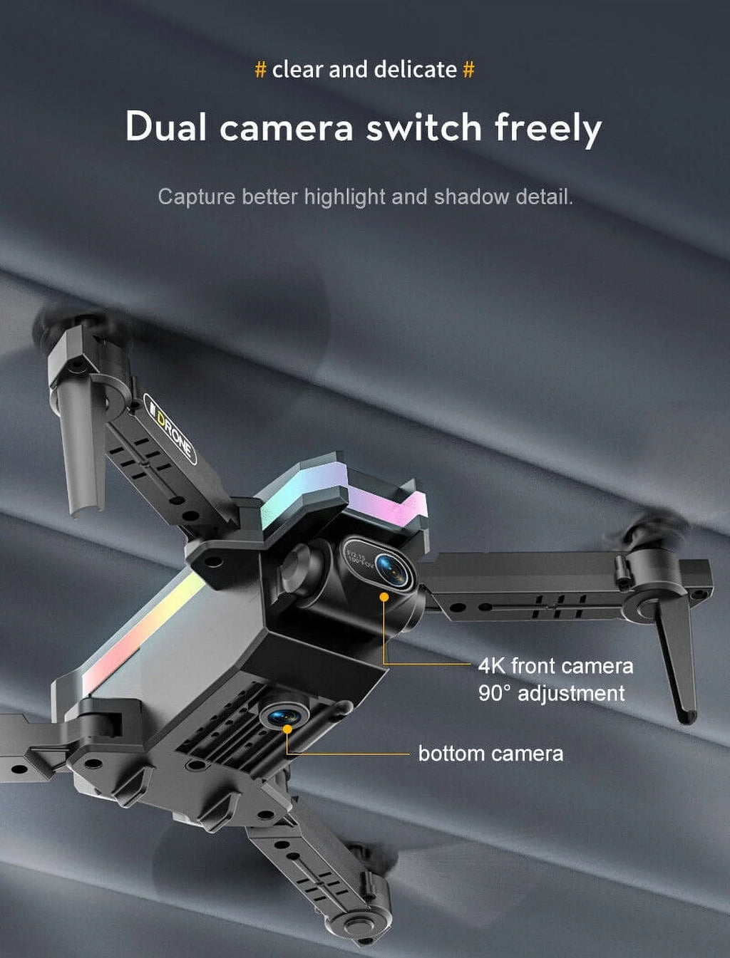 '- Photography JahyShow 4K Aerial SkyCapture Black Camera Quad Folding with Dual HD Pro Mini Drone -