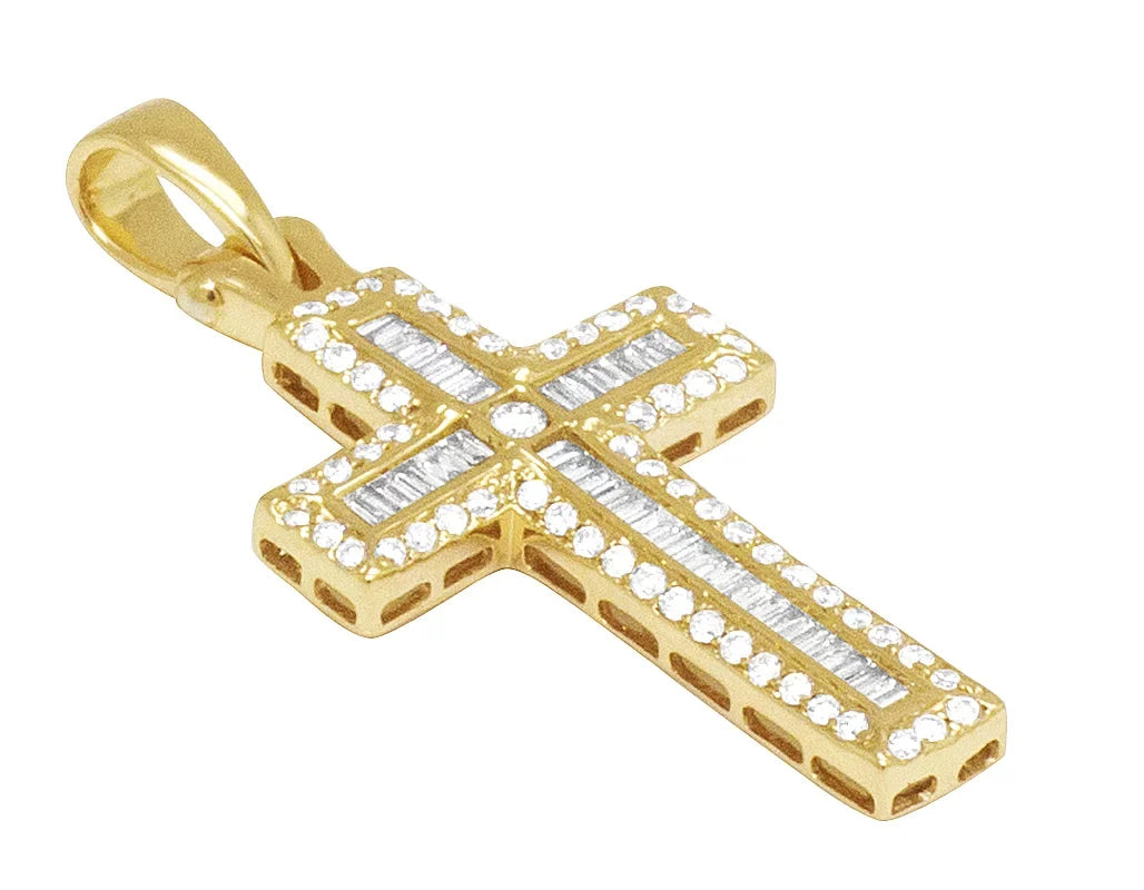 Cross 14K Yellow 0.4CT Baguette 1.25" Gold Diamond