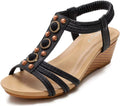 Shoes Beaded Sandal Rhinestone Bohemia Flat T-Strap Sandals Women's Beach Summer