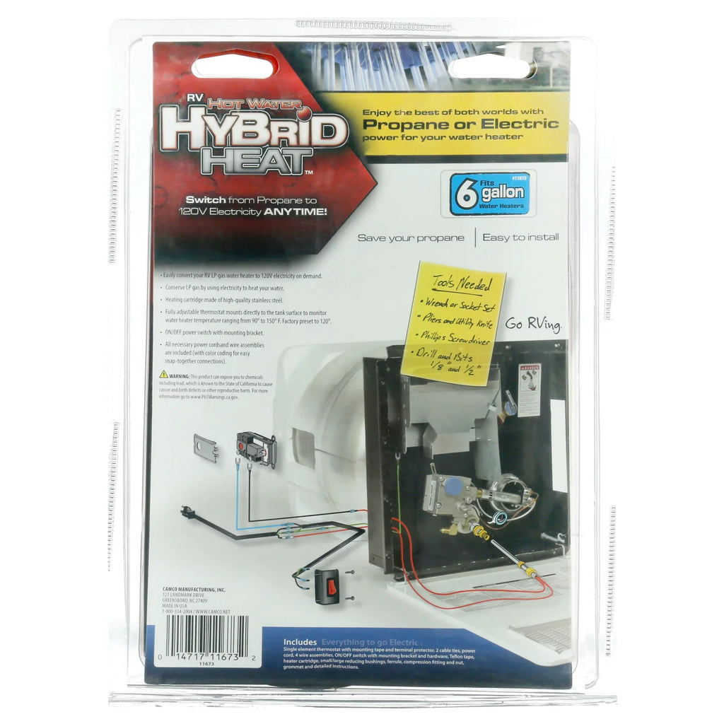 Heaters 120V for gal. to Heater LP Water On Demand - Gas 6 Electricity RV Converting Water Converter 11673 Camco