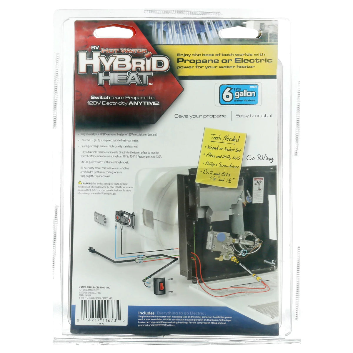 Heaters 120V for gal. to Heater LP Water On Demand - Gas 6 Electricity RV Converting Water Converter 11673 Camco
