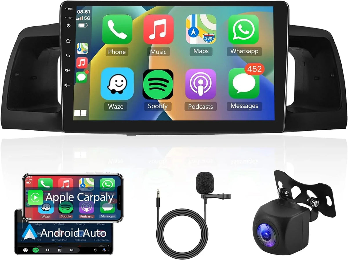 Corolla USB Android SWC Bluetooth 1G+32G Car RCA Wireless Toyota Radio Screen Camera with Stereo THONZER ex + Backup Carplay, 2007-2012 WiFi for 9 Car Link GPS Touch Mirror FM Inch Rimoody