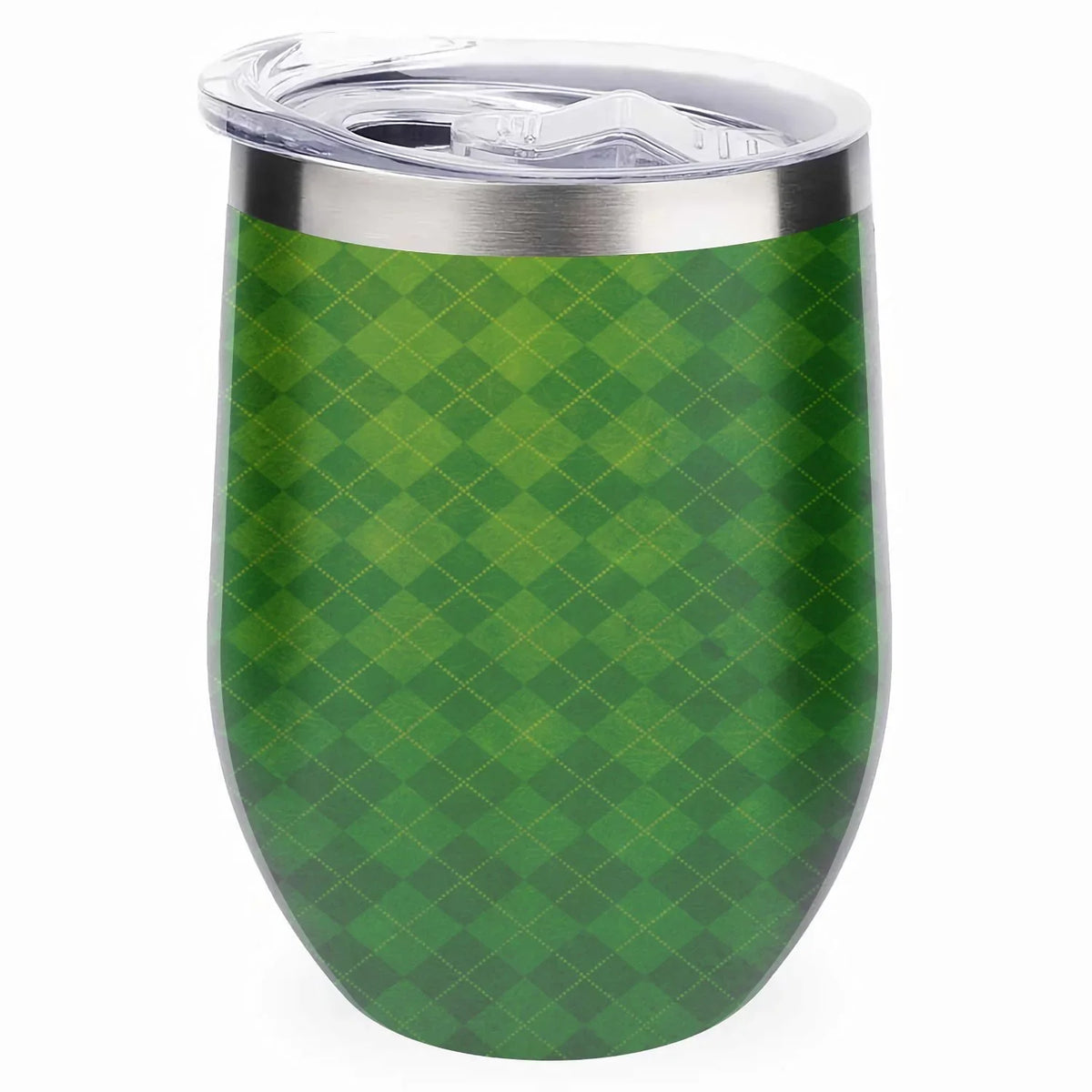 Insulation Tumbler with Cup Cups, Argyle Cup Lid, Layer Background Textured Double Big Green Cup 304 Wine Belly U Insulated Steel Shape Vacuum Hidove Eggshell Stainless 12oz Cups