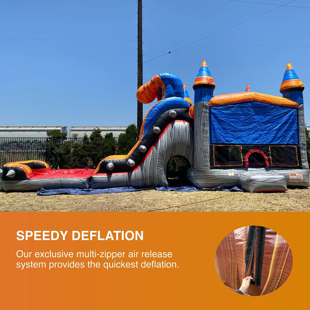 with with House Pool Grade Inflatable Outdoor Kids Titan and Adults for Commercial Splash Blower Water Slide Bounce Rocker JumpOrange
