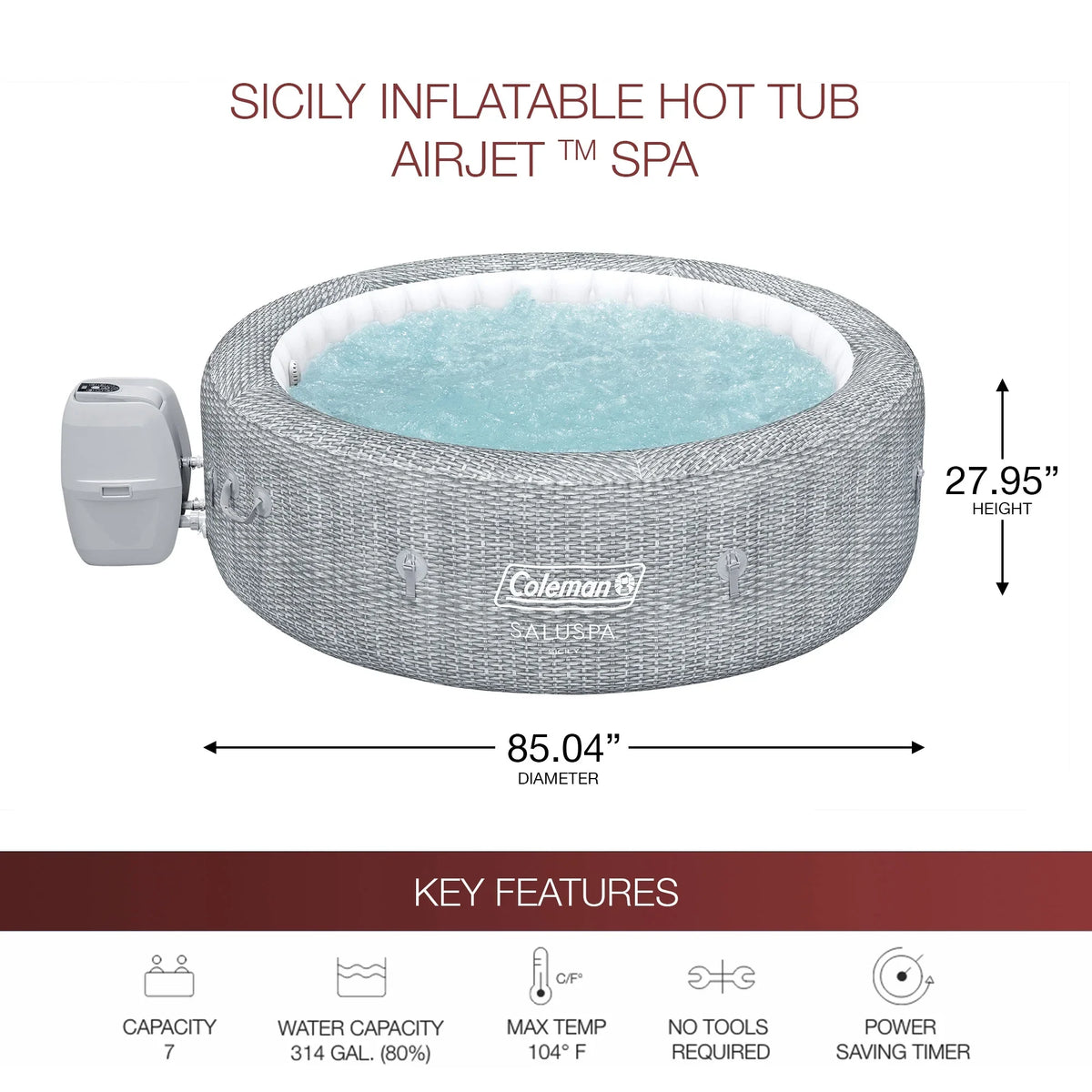 Bestway Hot Pool SaluSpa of 4 Seat Coleman AirJet Sicily Tub Spa & w/Set