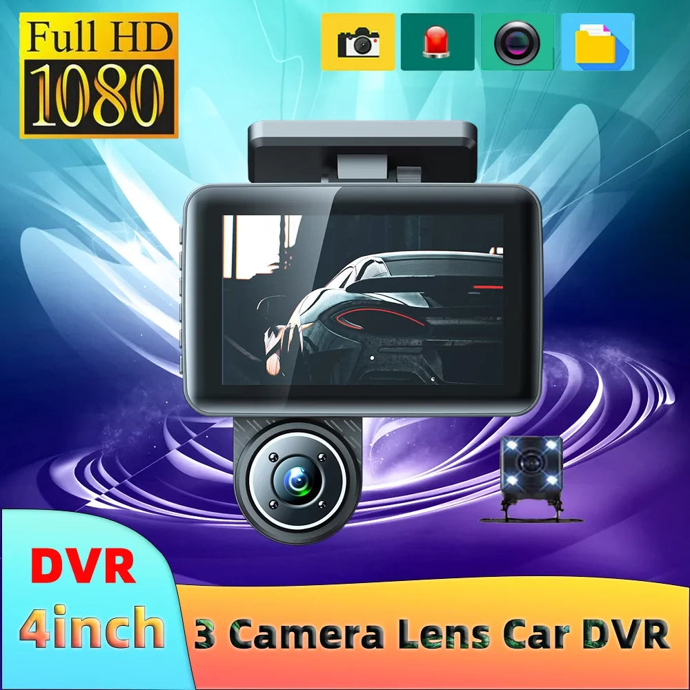 Driving Car Dash Mirror Car Video Recorder Recording Cameras 4in Rearview Auto Angle Safety Clear Andoer Wide Camcorder Recorder Camera 3 Cam Car